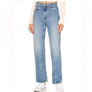 GRLFRND The Sophia Super High Rise Tomboy Jeans Light Blue Denim Size 28